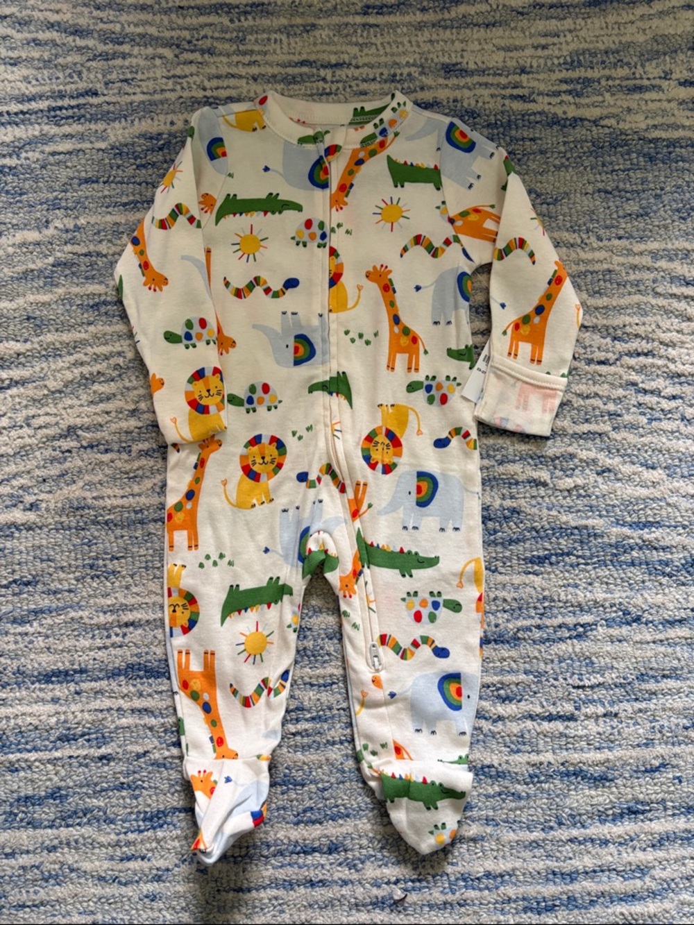 Old Navy White Footed One-Piece with Colorful Animal Prints